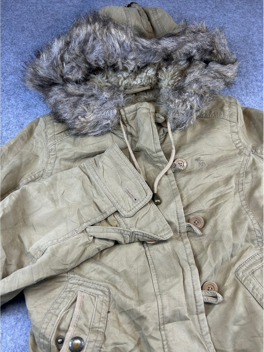 Vintage Abercrombie And Fitch Fur Lined Bomber Jacket Grunge Mens Small Y2K